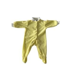 Baby DIOR Vtg One Piece Bib White Cotton Yellow Duck Embroidered Trim NEWBORN+